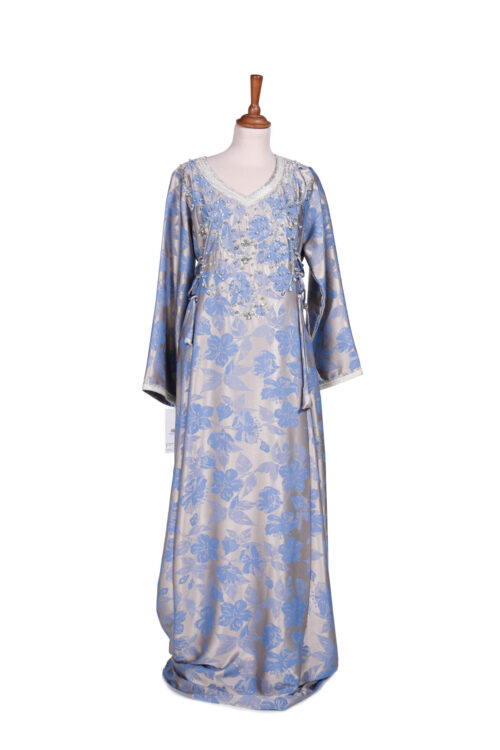 Floral Jacquard Kaftan with Crystal Embellishments