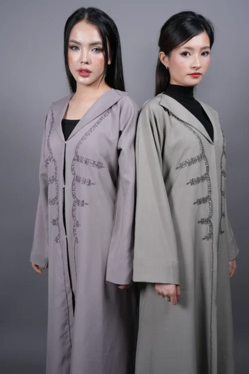 Elegant Dual-Tone Abayas with Intricate Embroidered Detailing
