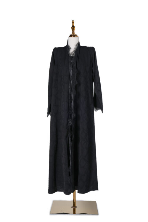 Classic Black Lace-Trimmed Abaya