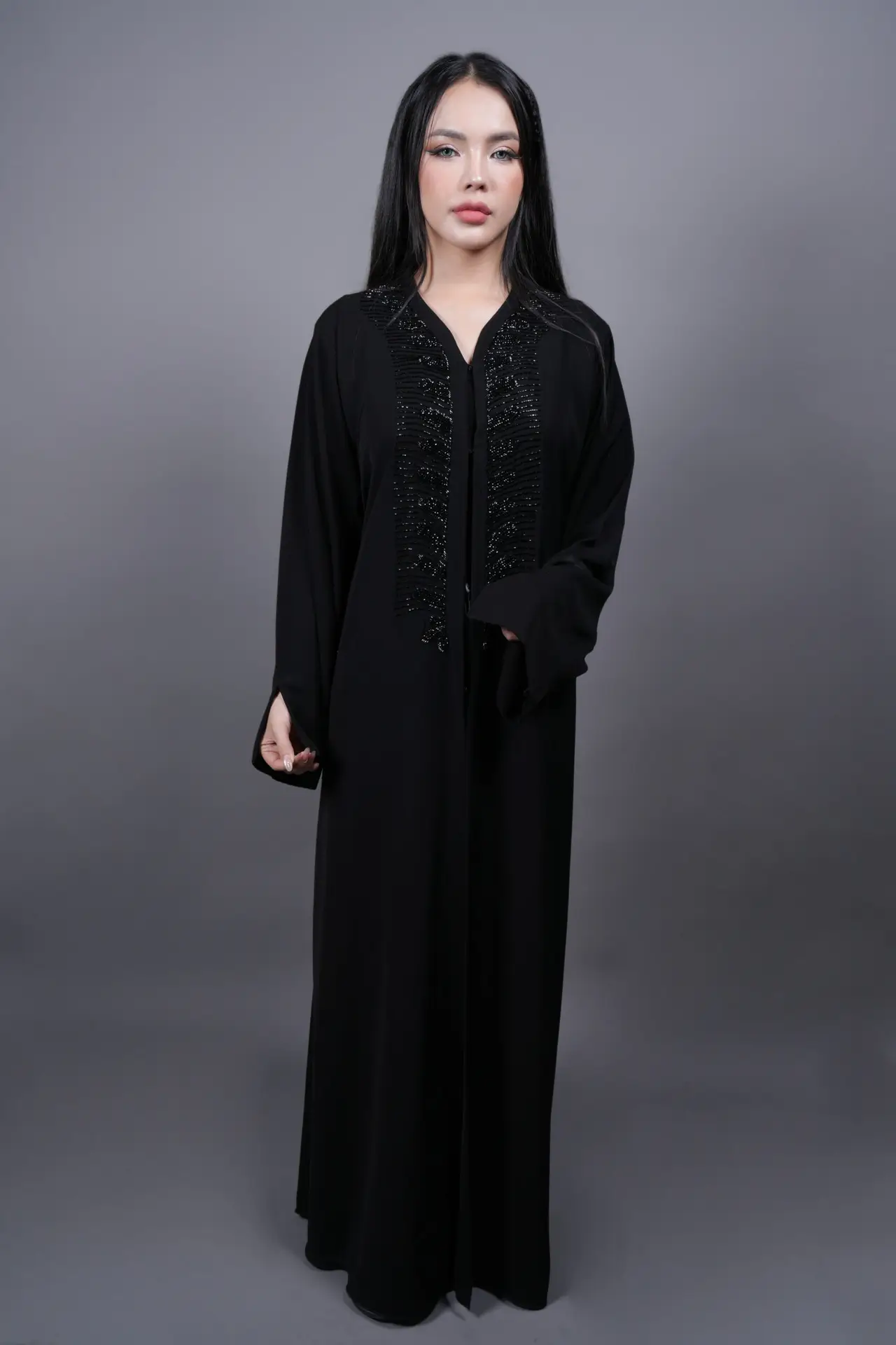 Elegant Abayas with Intricate Beaded Embroidery - Image 2