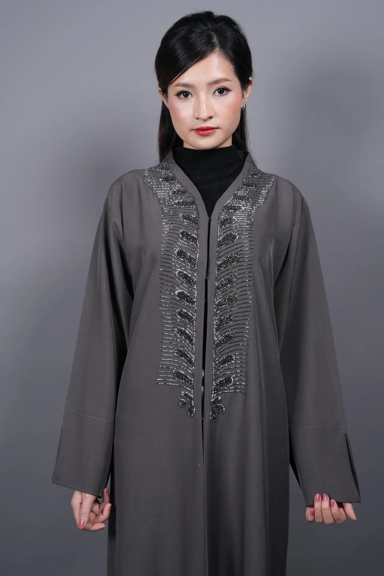 Elegant Abayas with Intricate Beaded Embroidery - Image 3